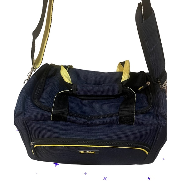 Ralph Lauren Chaps Duffle Bag Carry-On Blue Yellow Travel Fast Shipping - Picture 10 of 10